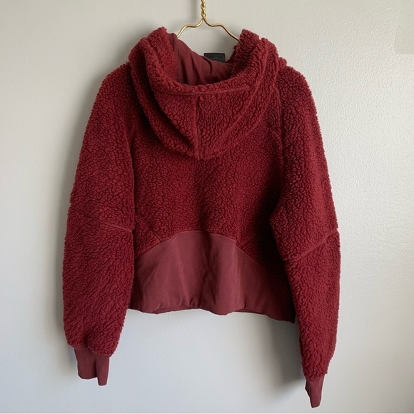 Lululemon Scuba wool Oversized Sherpa 1/2 Zip Savannah burgundy red size M/L - Picture 10 of 12